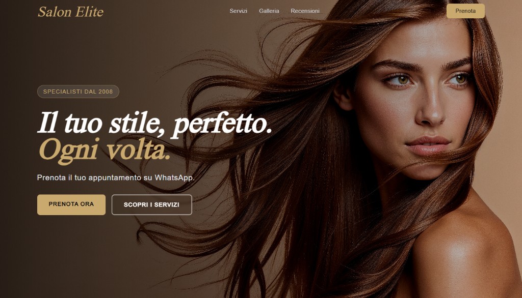 Anteprima sito Salon Élite: Galleria lavori e contatti pronti al primo clic: ideale per saloni che vogliono